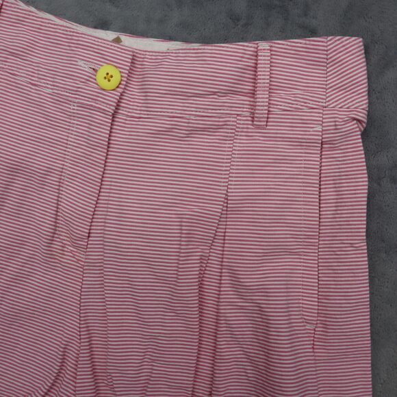 Puma Shorts Womens Pink White Striped High Rise Pocket Button Zip Pleated Chino - Picture 6 of 12